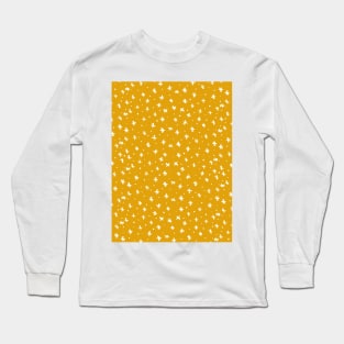 Snowflakes and dots - yellow ochre and white Long Sleeve T-Shirt